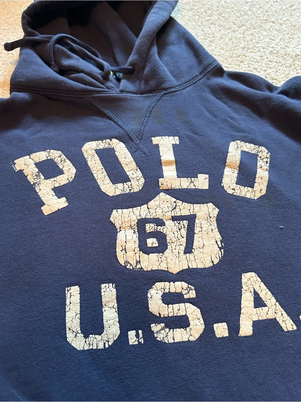 Large Polo Ralph Lauren Polo 67 U.S.A Navy Hoodie